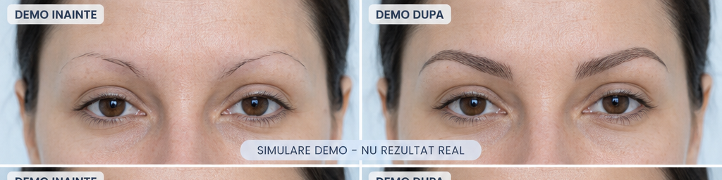 Simulare demo inainte si dupa pentru sprancene pensate excesiv