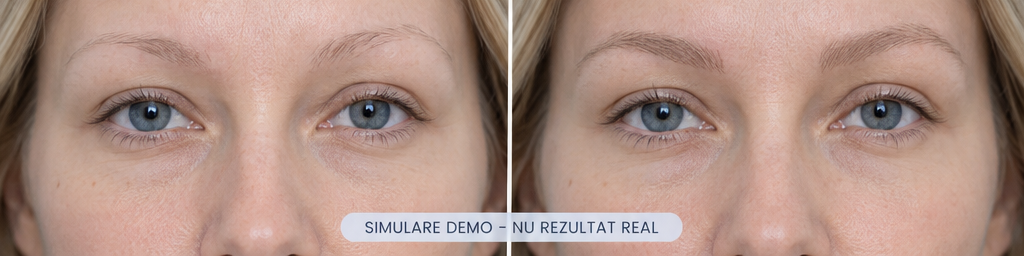 Simulare demo inainte si dupa pentru sprancene blonde si subtile